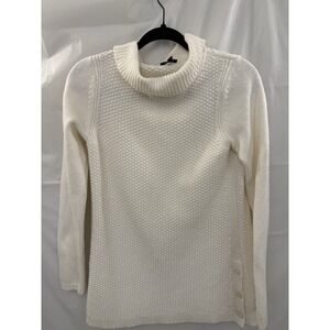 Talbots Sweater Turtleneck Off-White Size SP Long Sleeve Textured Buttons